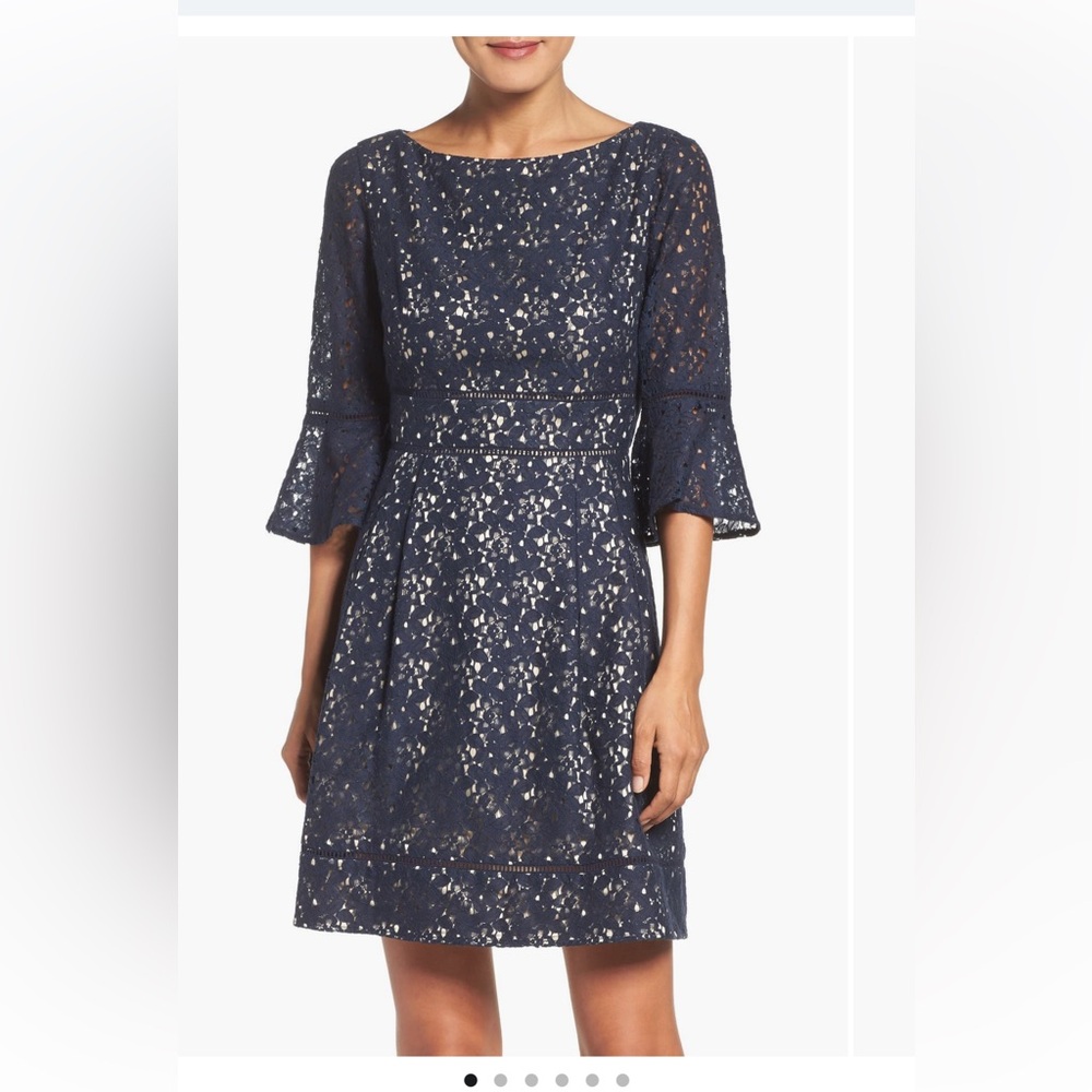 Eliza J Navy Floral Lace Dress
